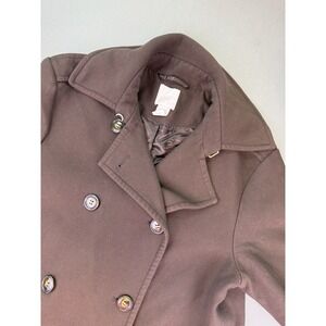 H&M Brown Double Breasted Trench‎ Coat Over Coat Lined Pockets Size Small